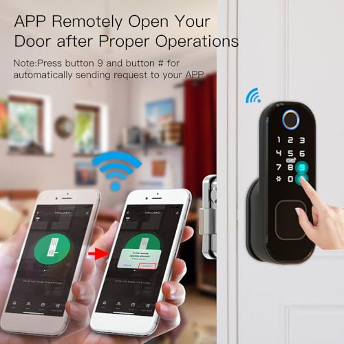 Swokely Smart Fingerprint Door Lock for Front Door Electronic Keyless Keypad Entry Door Lock with 6 Ways Unlock 110 Groups Fingerprint and 400 Groups Password Storage APP Control BT Safety Lock - Image 3