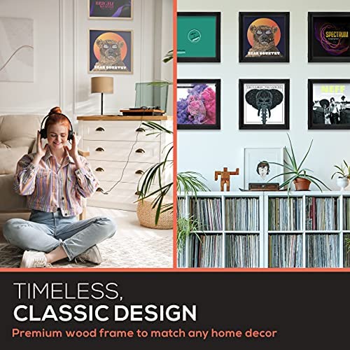 Kaiu Vinyl Record Frame – Solid Wood Album Frames For Vinyl Records Accessories Gifts To Mount On Wall, 13.8 X 13.6 X 2 Inch Display Cover With Clear Acrylic – Natural #TOP7
