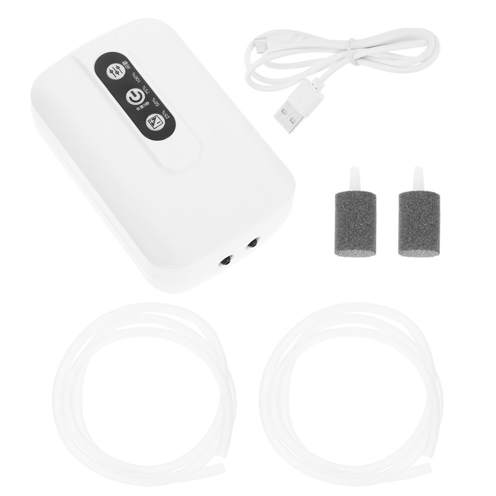 Bomba de Aire USB para Peceras Chip Inteligente y Cabezal, Capacidad 2200ma y Potencia 2w para Acuarios Domésticos