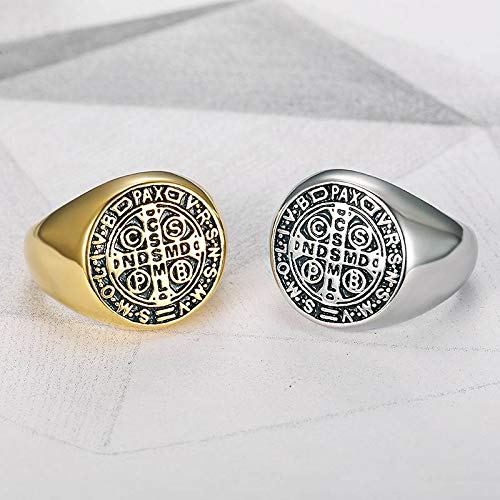 Demon Protection Ghost Hunter CSBP Catholic St Saint Benedict Ring Stainless Steel Exorcism Medal3