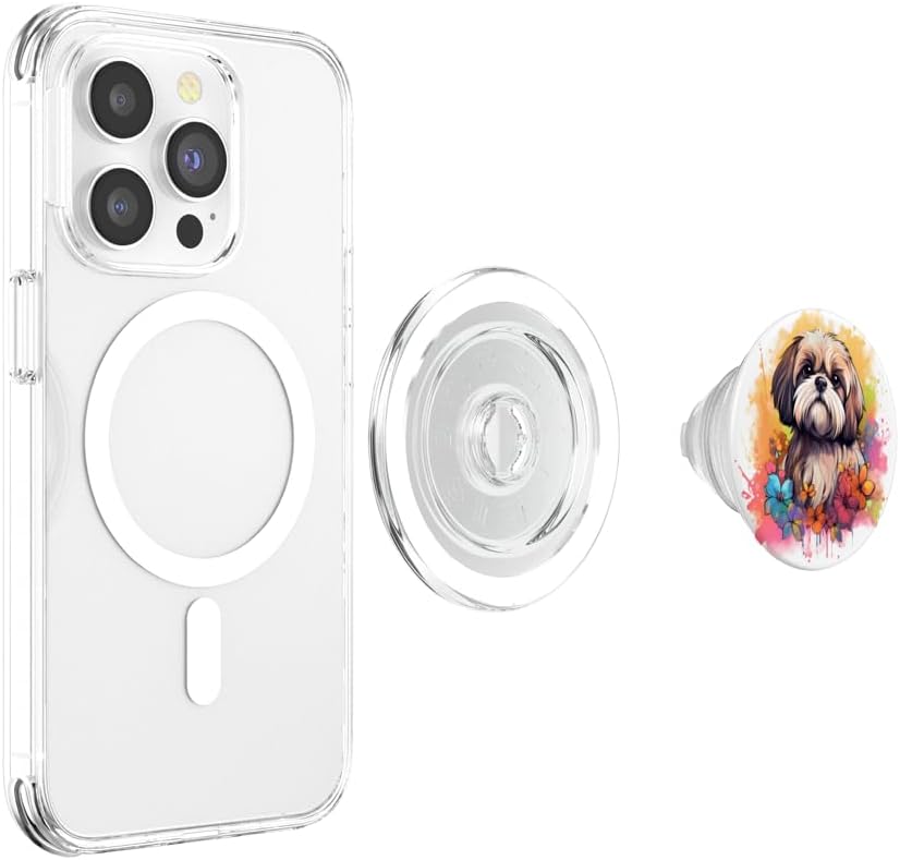 Colorful Shih Tzu watercolor Art Pet Dog Mom Shih Tzu PopSockets MagSafe PopGrip for iPhone