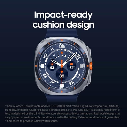 Image of Samsung Galaxy Watch Ultra Smartwatch - 2025 Version, 47mm, Titanium Blue, LTE (CAD Version & Warranty) - Durable Titanium Casing, Cushion Design, Quick Button, AI-Powered Health Monitoring