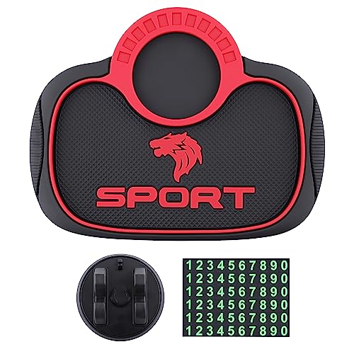 Image of Wolf Non-Slip Phone Pad for 3-in-1 Car 360 Degrees Rotating Car Phone Holder,Car Dashboard Organizer Mat Sticky Pad with Temporary Car Parking Card Number Plate Multifunctional Gift (Red)