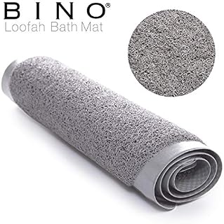 BINO Loofah Non-Slip Bath Mat for Tub, Light Grey - Quick Drying Mildew