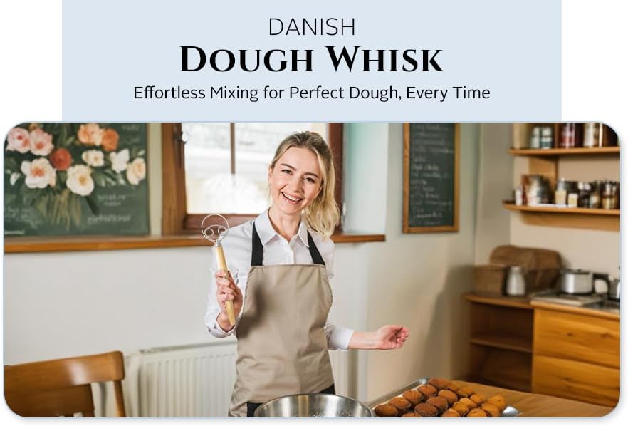 Spartali & Company Versatile 13-Inch Danish Dough Whisk for Sourdough: Essential Sourdough Bread Baking Supplies, Bread Making Tools, and Baking Tools - Whisks for Cooking & Mixing Dough Effortlessly - Image 3