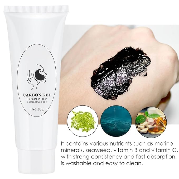 Carbon Cream Black Mask Gel For ND YAG Laser Skin Peeling Rejuvenation Whitening. Gel for Laser Hair Removal Facial Skincare, Black Doll Carbon Peel Cream for Facial Deep Cleansing & Rejuvenation(1PC)
