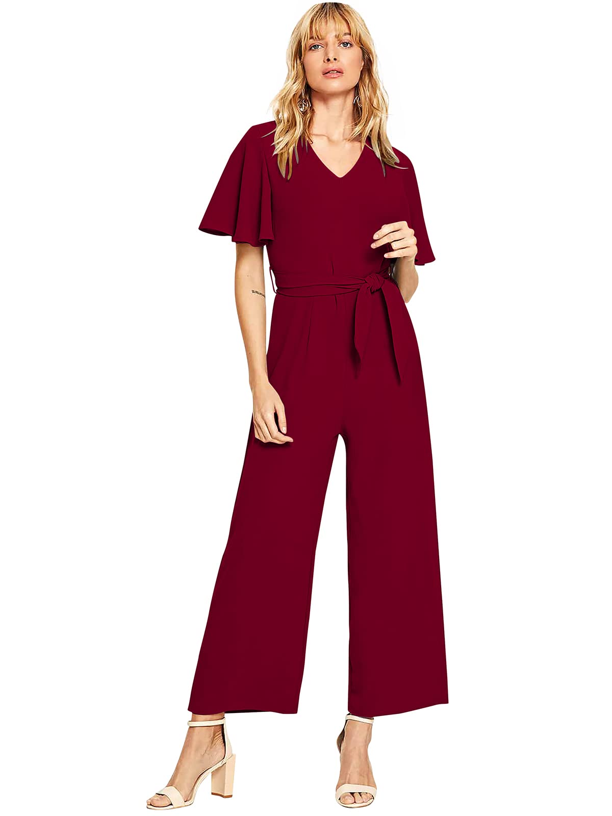 KULIA® Mono para Mujer Vestido Indio Manga Corta con Cuello En V Trajes De Mujer Top Étnico Ropa De Bollywood Trabajo Formal Ropa De Oficina Mono De Pierna Recta Vestido De Peto