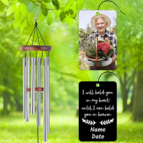 Image of Personalized Custom Wind Chimes Memorial Gift for Loss of Loved One Mother Dad Mom Dog Pets Customized Outdoor Sympathy Wind Chimes with Photo Text