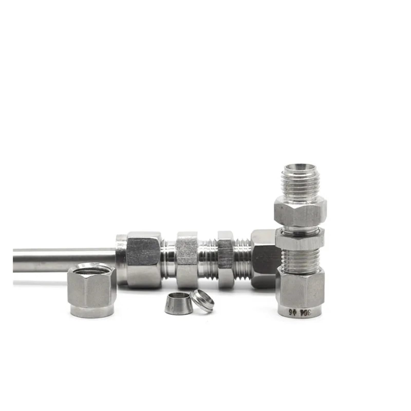 Conector de compresión pasamuros para tubo de 4mm de acero inoxidable 304