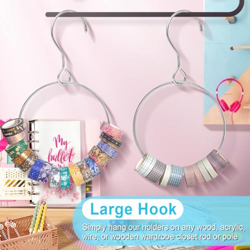 Image of Washi Tape Storage Organizer, Washi Tape Storage Ring with Large Hook, Office Home Closet Organizer, 6 Inches Ring-2 Pack