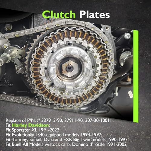Image of Mofun Friction Steel Clutch Disc Kit Compatible with Harley Sportster XL 1991-2022 Big Twin Touring Softail Dyna FXR 1990-1997 Evolution 1994-1997 Buell All Models 91-2002 Big Twin Clutch Plates