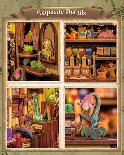 Image of Book Nook Kit - DIY Miniature House Dollhouse Kit for Adults and Teens, Booknook Tiny House Bookshelf Decor 3D Wooden Puzzle, Gifts for Family Friends. (Fantasy Plant Shop)