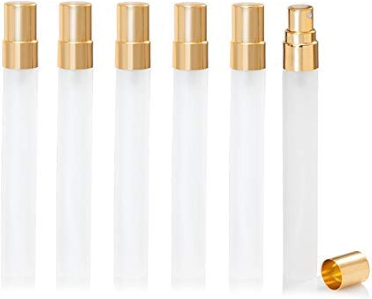 Enslz 10 ml Mini Frosted Spray Flessen Hervulbare Geur Parfum Geur Fles Lege Glazen Verstuiver voor Reizen 10 stks (Goud)