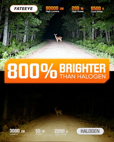 Image of 𝟵𝟬𝟬𝟱 Fog light Bulb - 80000LM Super Bright Bulb with Fan, 6500K White, 200W No Adapter Required, Pack of 2