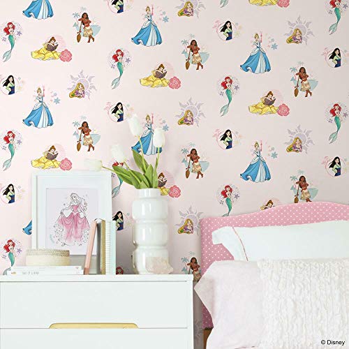 Black Friday - 60% OFF RoomMates RMK11773RL Soft Pink Disney Princess Power Peel and Stick Wallpaper