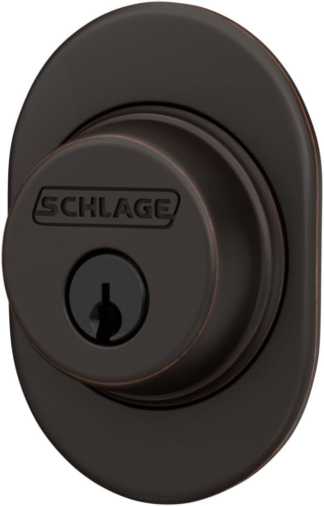 Schlage B60 RMN 716 Deadbolt with Remsen Trim, Keyed 1 Side, Highest Residential Security, Aged Bronze