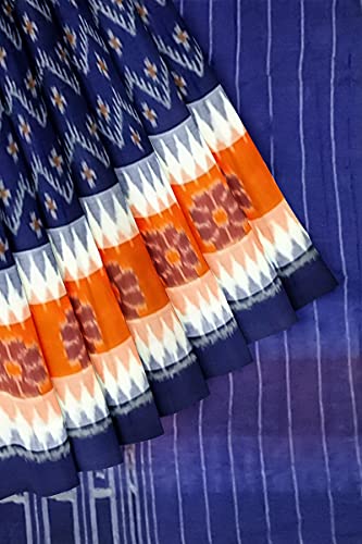Image of Odisha Sambalpuri Handloom Ikat Women's Cotton Saree, Odisha Handloom Handmade Pure Cotton Khandua Saree, Ikkat Orissa Traditional Handloom Saree Without Blouse