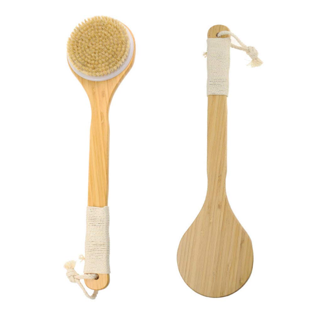 HMTE Cepillo para Ducha de baño, Cepillo para baño, Cepillo de cerdas Naturales, Cepillo seco, Puede exfoliar y Mejorar la condición de la Piel