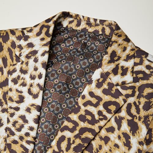 Men's Leopard Grain Blazer One Button Tuxedo Coat Party Dinner Suit Jacket3