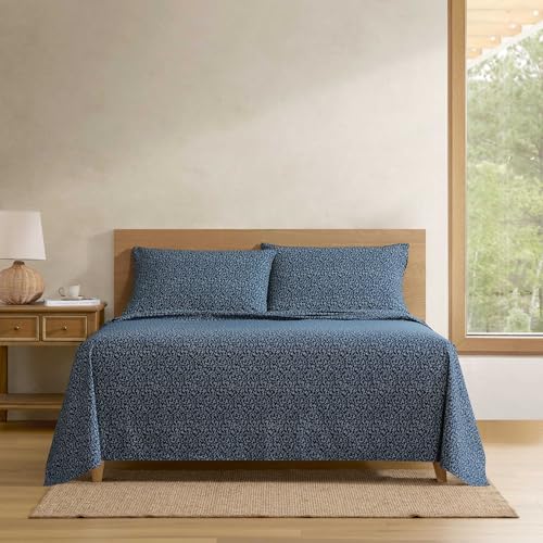Image of Eddie Bauer - Queen Size Sheet Set, Cotton Percale Bedding with Deep Pocket Fitted Sheet, Bed Sheets with Matching Pillowcases, Petit Floral Blue
