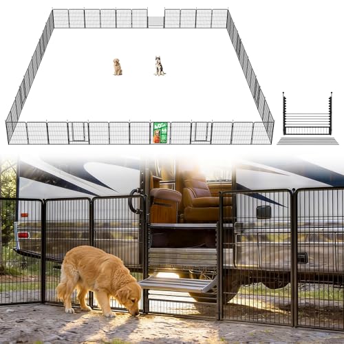 Image of FXW Instant Dog Playpen with RV Step Grid for RV Camping, 40 inch H, 48 Panels