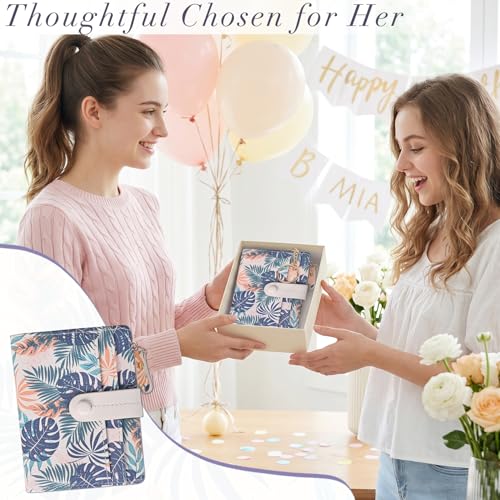 Image of COSHAYSOO Womens Wallet for Ladies RFID Technology-Mini Bifold Purse with Card Slots ID Window - Zipper Coin Compartment Bill Holder-Waterproof PU Leather Keychain Hook-Palm Leaves