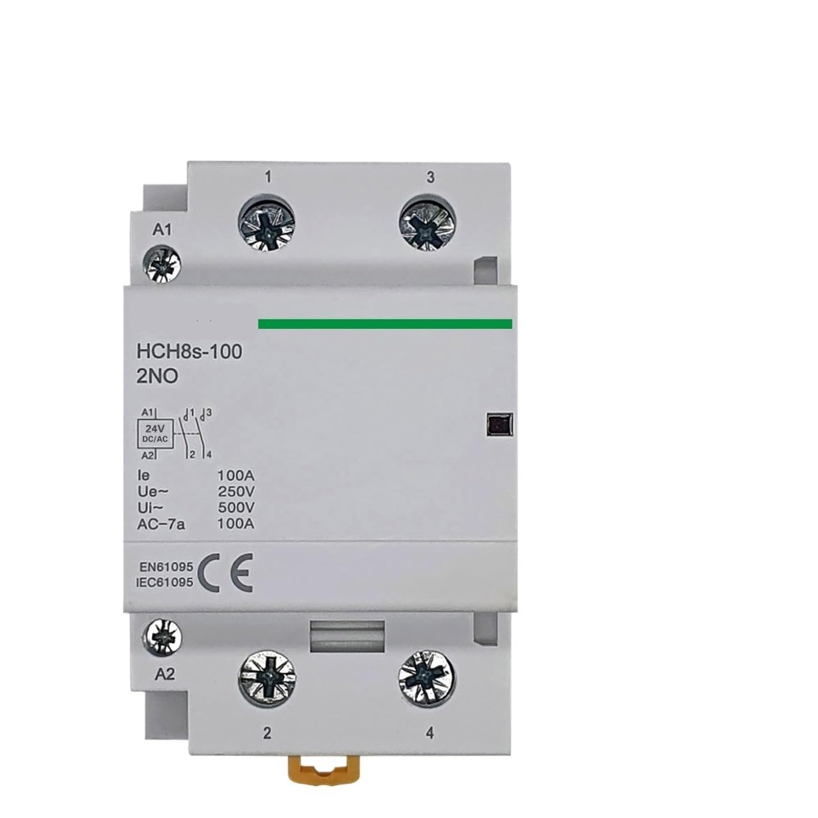 HUUOQIWY HCH8-100 DC Contactor 2P 2NO 1NO1NC DC24V Automatic Householdr Contactor Din Rail Type 1Pcs(100A 1NO1NC DC24V)