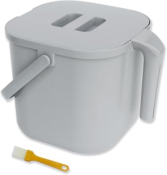 DrDirt Kitchen Compost Bin, 1.85 Gallon 7L Countertop Food Waste Bin with Sealed Odor Control Lid, Leak Resistant Indoor Compost Container for Kitchen Scraps, Gray