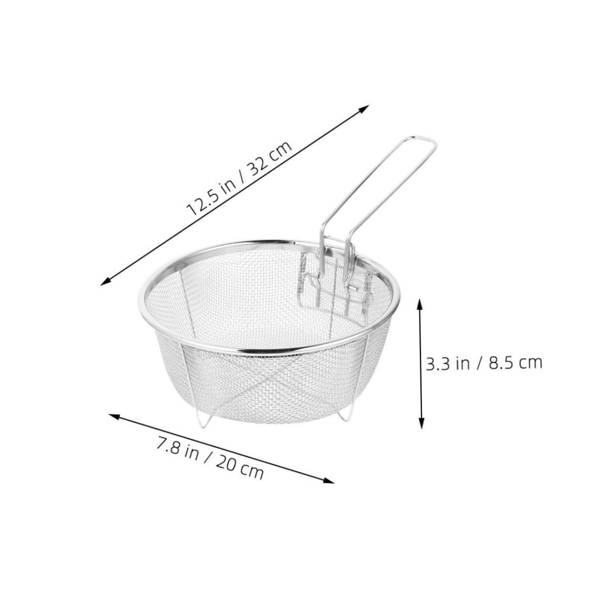 Garneck per Friggitrice con Maniglia Ergonomica 5 Pezzi in Acciaio Inox a Maglie Rotondo per Patatine Fritte