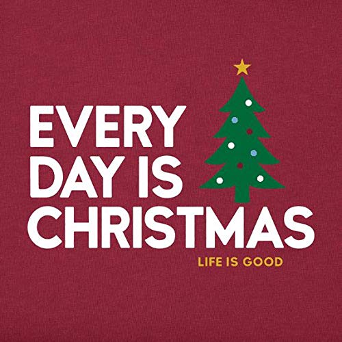 Life is Good Womens Long Sleeve Crusher Holiday Graphic V-Neck T-Shirt, Cranberry Red, Small