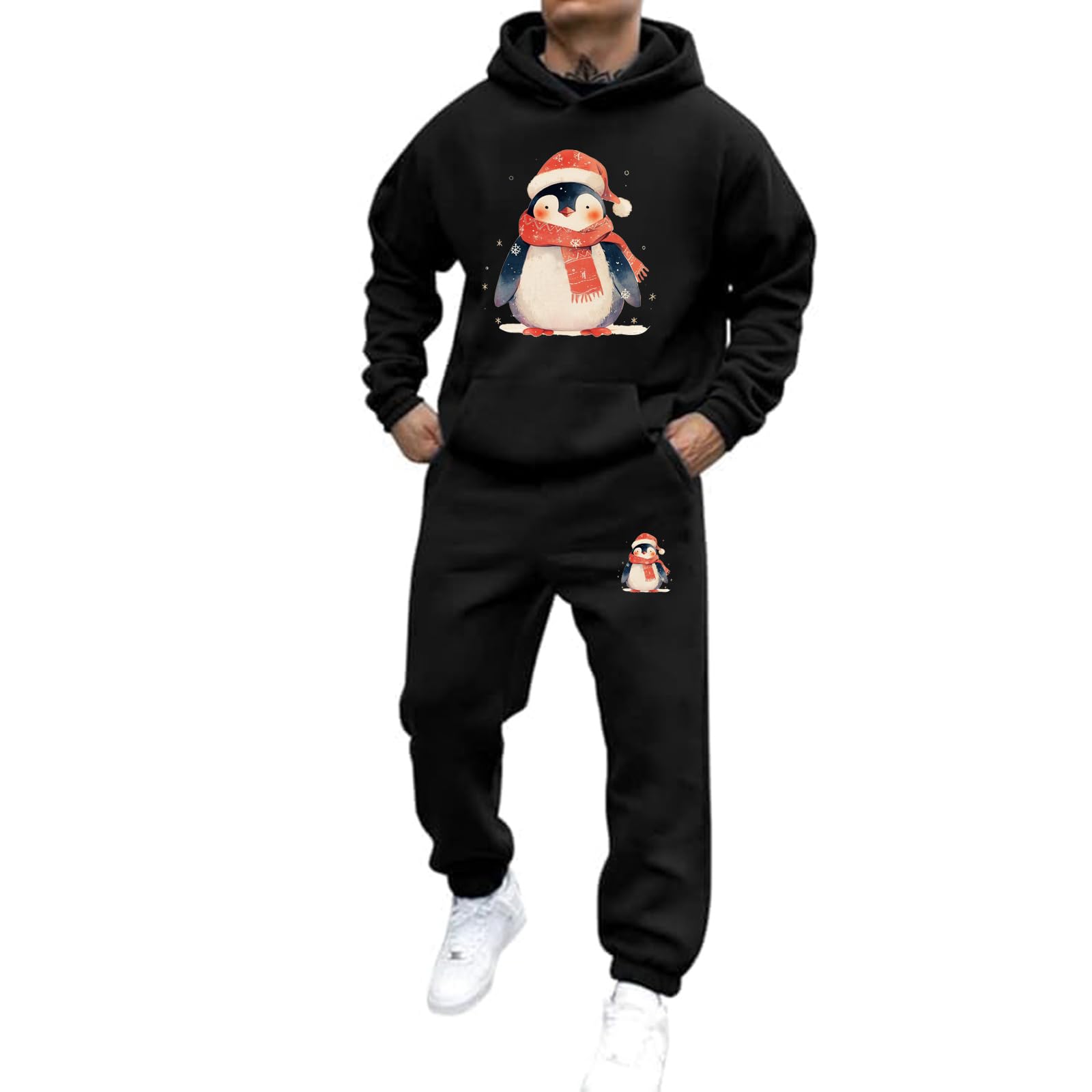 Weihnachtanzug Xmas Funny Jogginganzug Herren Lustig Trainingsanzug Set für Damen Essentials Tracksuit Set Weihnachtdruck Lose Hoodies und Jogginghosen Unisex Weihnachtsoutfit