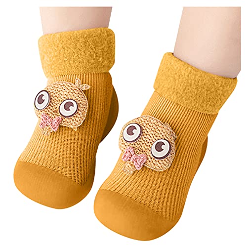 sfdgfhyf Boys Solid Color Slippers Solid Girls Socks Stocking Warm Baby Boys Soft Toddler Rubber Knit Slipper (Yellow, 26-27)