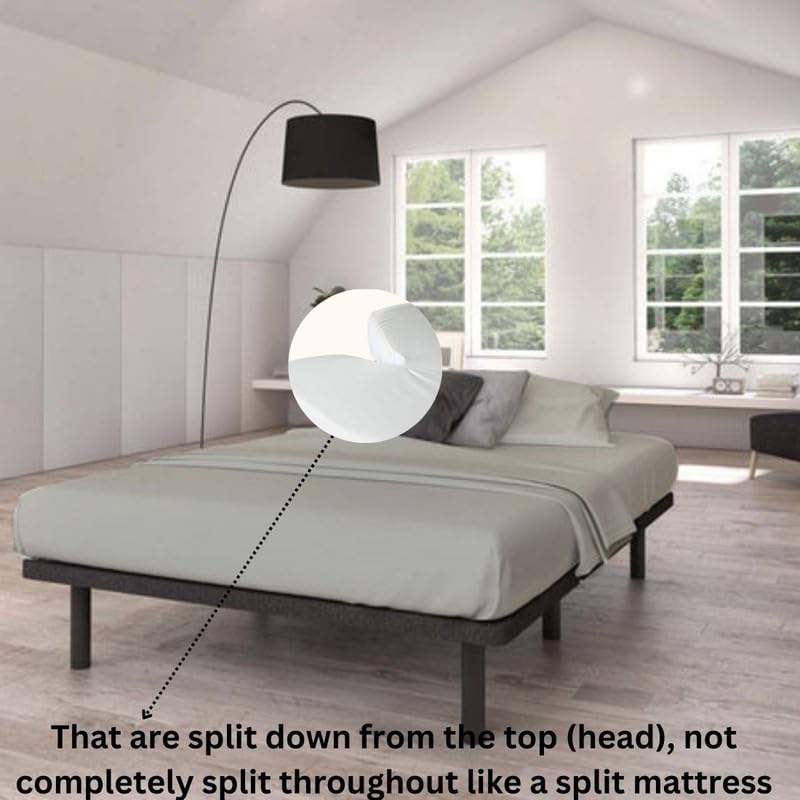 Miniatura 3 de Top Split King Juego de sábanas para cama ajustable, juego de 4 piezas superior media dividida King para cama elevadora, juego de sábanas de