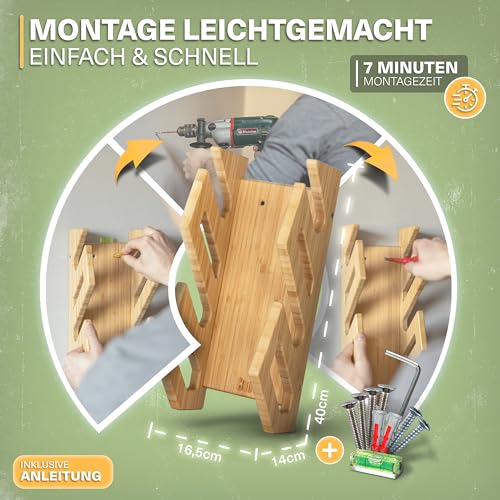 Foto von CRID Doppel Skateboard Wandhalterung aus Bambus - Universal Halterung für 2 Skateboards, Longboard, Snowboard, Wakeboard, Balance-Board - Inkl. gratis Montagekit - Modernes Design - Deutsche Marke