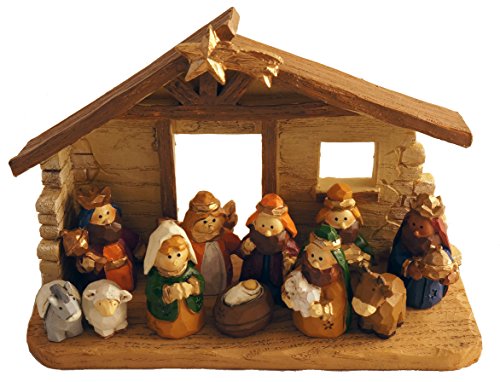 image for One Holiday Way 6-Inch Miniature Rustic Kids Christmas Nativity Scene 