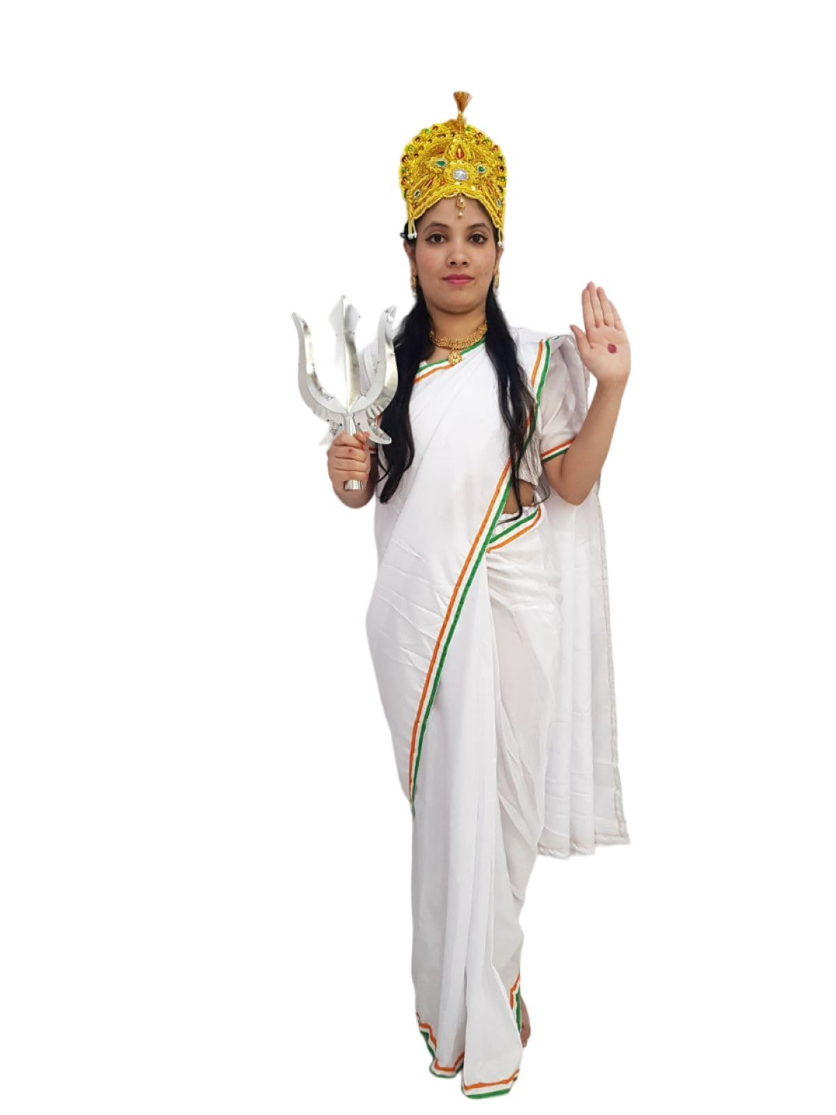 BookMyCostume Mother India Bharat Mata Patriotic Independence Day Kids Fancy Dress Costume 6 pc set 8-10 years