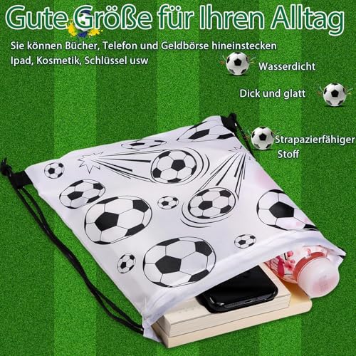 Cptoion 16 Stück Fußball Kordelzug, 30 x 25 cm Sport Party Kordelzug Beutel, Fußball Taschen Kordelzugs, Sport Kordelzugs Rucksack für Kinder Kindergeburtstag Party Supplies, 4 Style