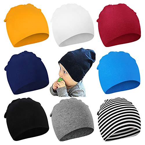 DRESHOW BQUBO 8 Pack Baby Hat Beanies Infant Toddler Hats for Boys Newborn Soft Cute Knit Hospital Hats for Babies Boys Beanie Cap