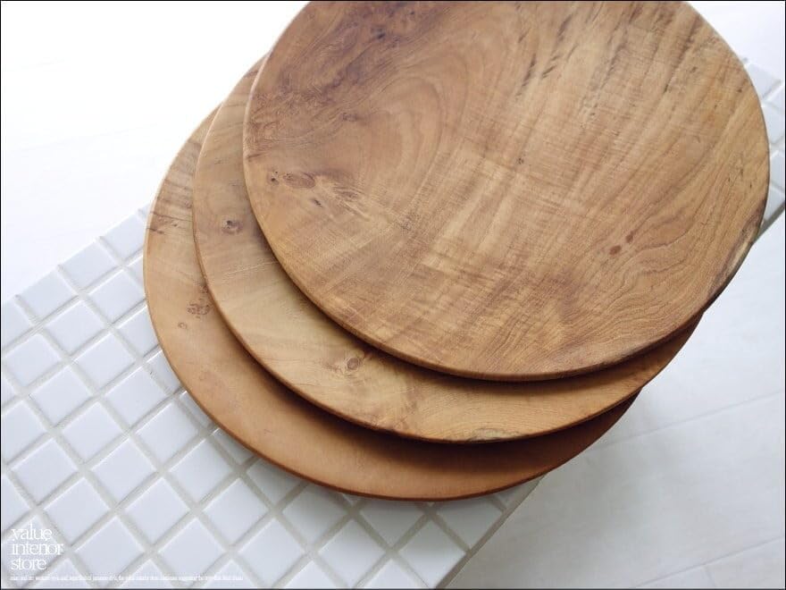 Amazon.co.jp: チーク材 プレート丸30cm 木皿 丸皿 円形 大皿 木製食器