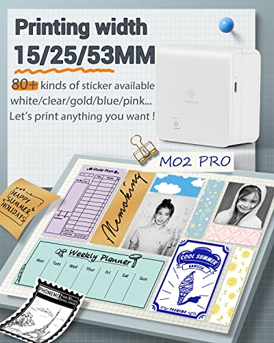 Memoking Photo Sticker Printer Machine - 2" Mini Printer - Hd 300Dpi Sticker Maker Machine For Pad&Phone - M02 Pro Portable Mini Pocket Thermal Printer White - Inkless Bluetooth Printer For Photos,Diy #TOP2