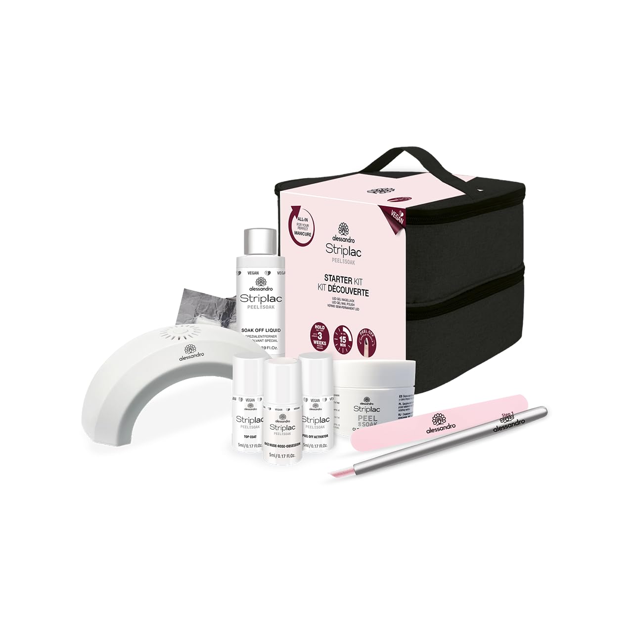 alessandro Striplac Peel or Soak - STRIPLAC STARTER SET INKL KOSMETIKKOFFER -VEGAN - UV-Nagellack Set- Für perfekte Nägel in 15 Minuten