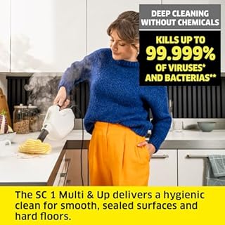 Kärcher Steam Cleaner SC 1 Multi & Up Extra, heating time: 0.5 min, area performance: 30m², tank: 0.2l, weight: 1.6kg, EasyFix floor nozzle large, 1 large microfibre floor cloth, descaling cartridge