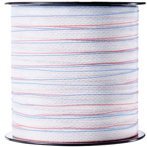 VEVOR Ruban de Clôture Électrique, 500 m, Fibre PEHD Tissé et 6 Brins de Fil Acier Inoxydable, Largeur 19 mm, Résistance à Rouille, Conductivité Fiable,...