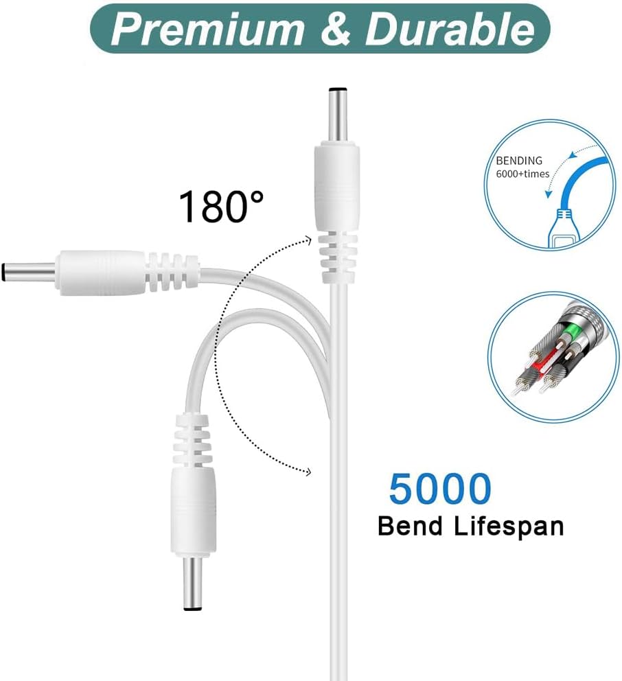 Image demonstrating the durability of the E ECSEM charging cable, highlighting its 180-degree bend capability and 5000+ bend lifespan.