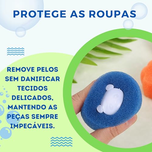 Esponjas Tira Pelos para Máquina de Lavar, Kit com 4 Removedores de Fiapos e Bolinhas, Reutilizável,