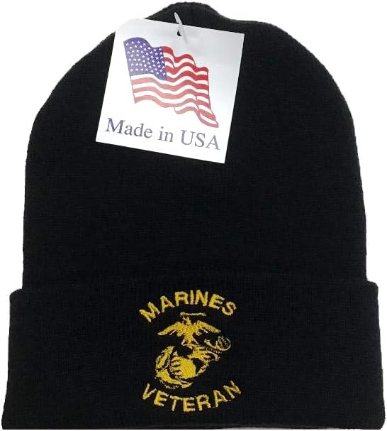 Black Made in The USA Cuffed Beanie Hat Cap Toboggan WCAP001