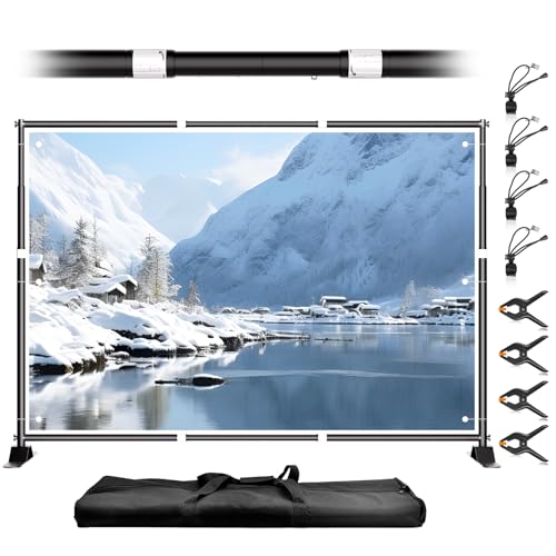 Qoolfoto 10 x 8FT Backdrop Banner Stand, Heavy Duty Adjustable Photo Background Support Frame Kit, Step and Repeat Stand for Photo Booth, Parties, Exhibition, Trade Show, Wedding