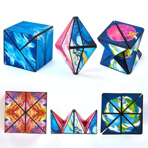 ROXENDA 3er Pack Sternenklarer Himmel Zauberwürfel Infinity Set,2 in 1 Unendlicher Würfel 3D Puzzle Würfel Transformierende Puzzle Spielzeuge für Kinder, Formwandelnde Fidget (Star Serie)