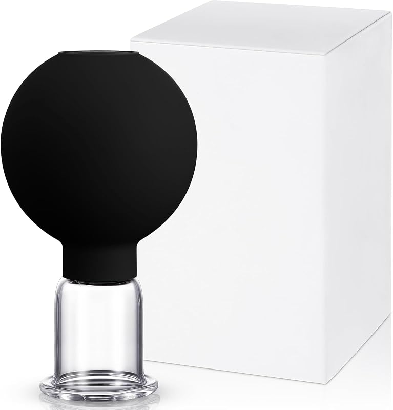 Copo de ventosa facial de vidro Nuanchu, preto, diâmetro de 2,03 cm
