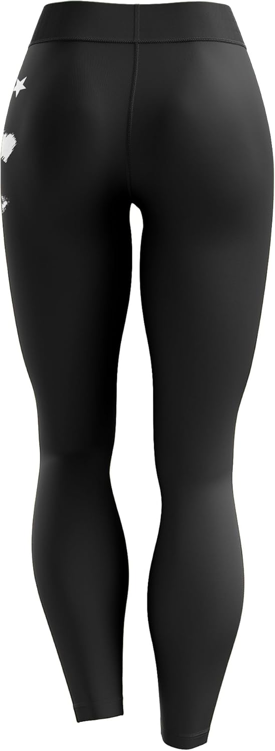 Tactical Pro Supply American Flag Leggings for Women, Workout High Waist Yoga Pants for Ladies - White Crest Flag - XL